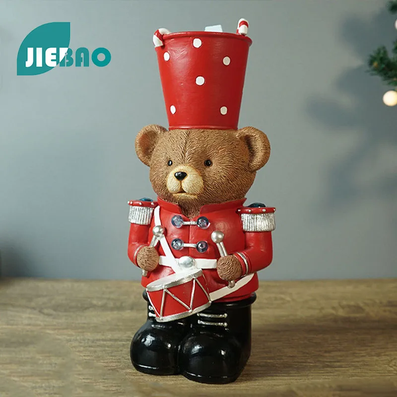 Resin Statue Christmas Lights Doll Bear Nordic Abstract Ornaments For Figurines For Interior Sculpture Room Home Decor