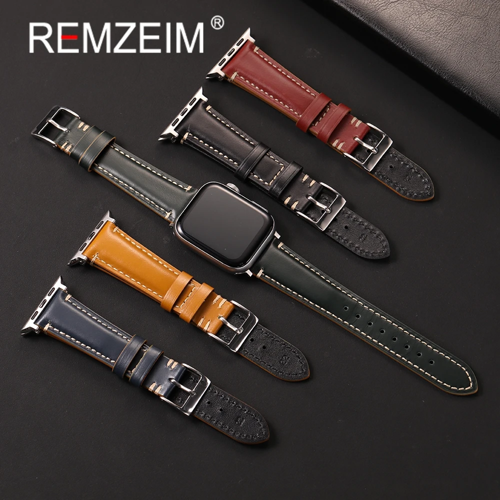 ソフト本革時計ストラップ Apple Watch シリーズ 1-10 SE ウルトラリストベルト Iwatch 49/46/45/44/42/41/40/38 ミリメートルリストバンド