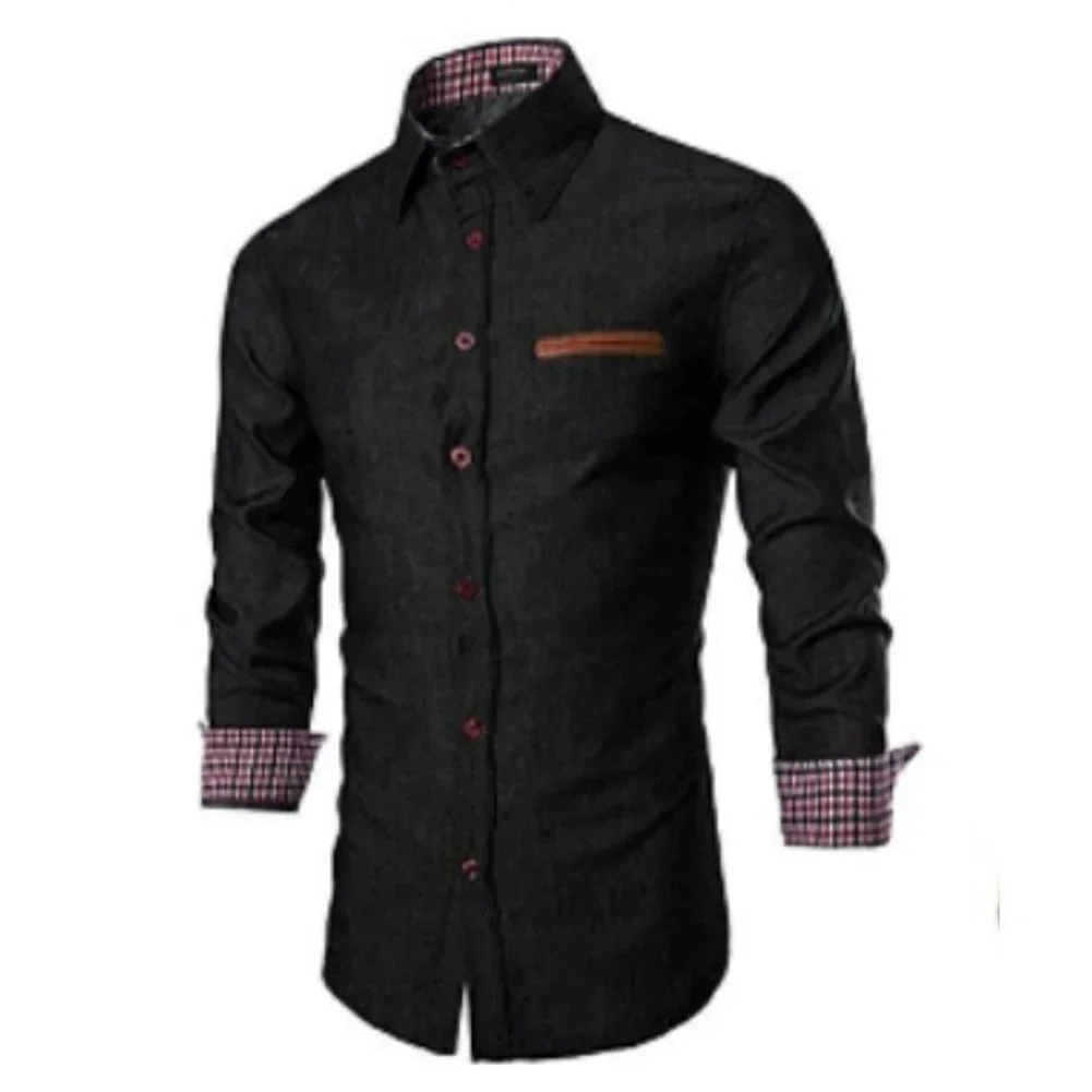 Camisas con botones para hombre, camisa de fiesta muscular, camiseta ajustada con cuello de banda para otoño y verano, moda cómoda y transpirable para negocios