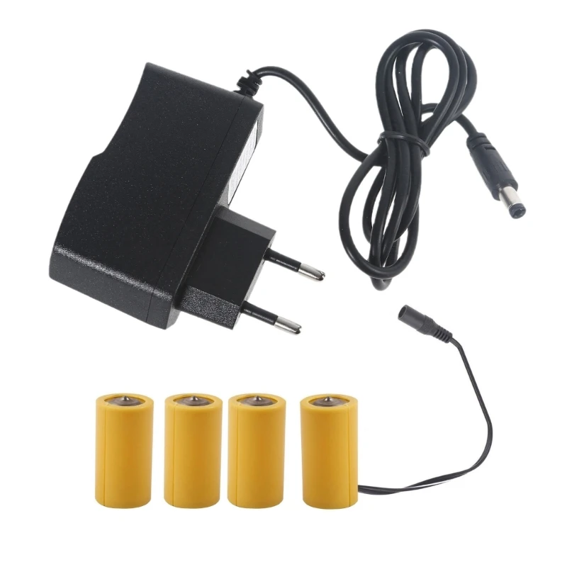 6V LR14 C Battery C Size Battery Eliminators Cable Replace 4Pcs 1.5V C Batteries for LED Light Electronic Toy