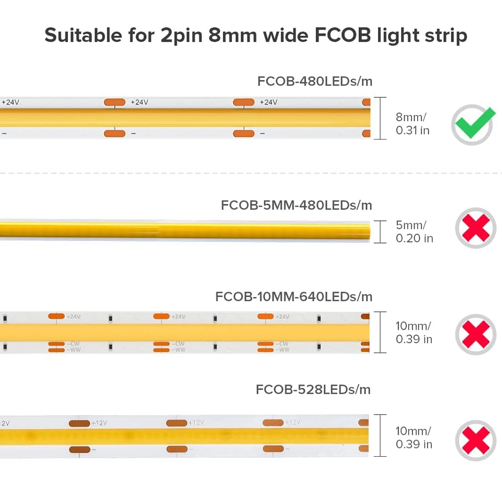 8 مللي متر 2Pin COB موصل 10 قطعة L-شكل الزاوية موصل شفاف Gapless LED الشريط موصلات الضوء لا منطقة داكنة لشريط COB