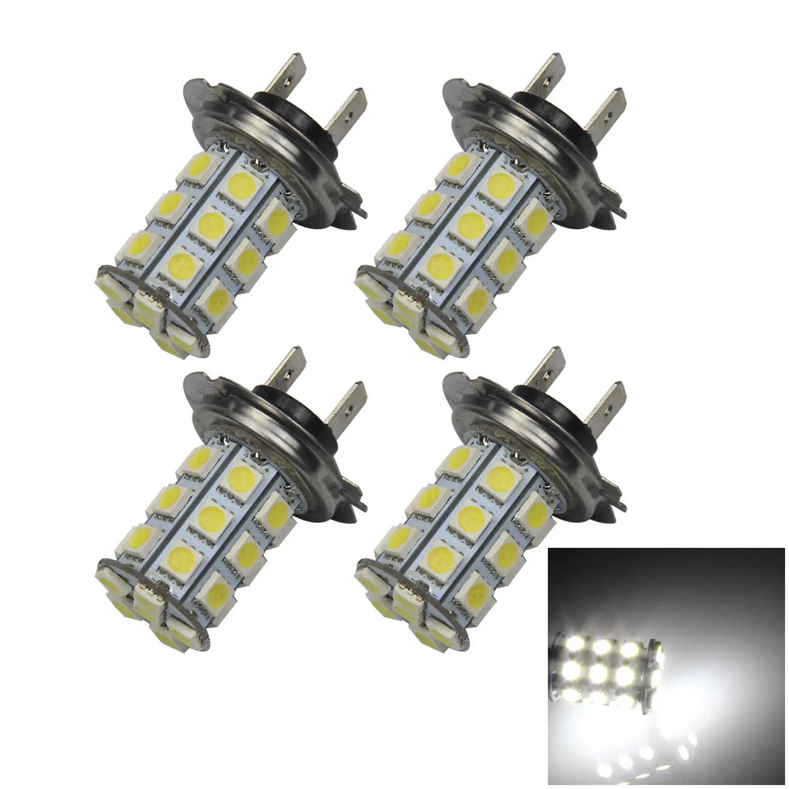 4x White RV H7 Front Blub Turn Lamp 27 Emitters 5050 SMD LED IEC7004-5-4 H153-W