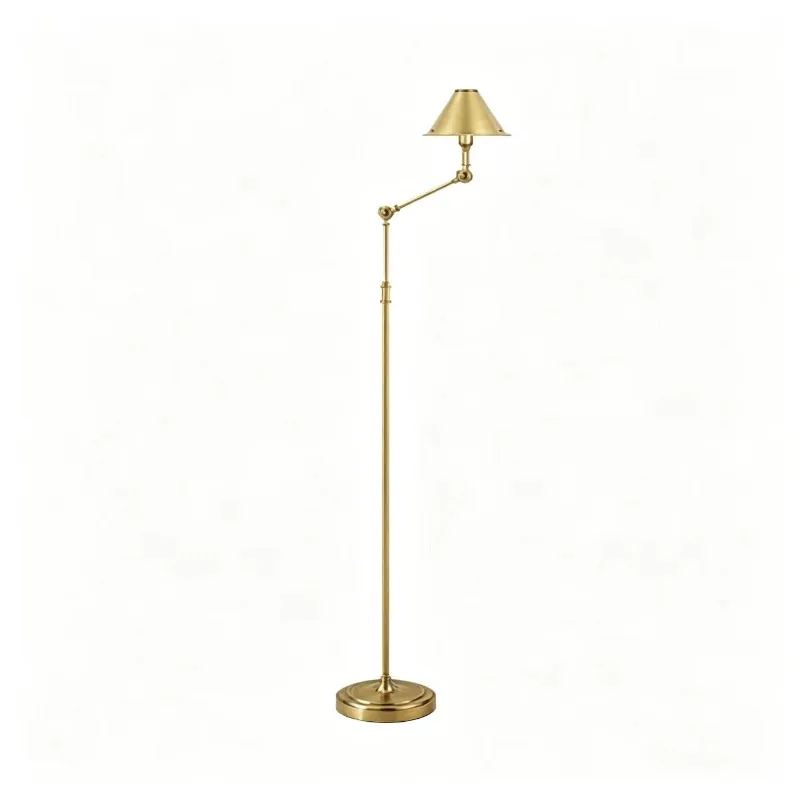 American retro industrial style floor lamp bedroom study tea room adjustable living room sofa light luxury copper floor lamp
