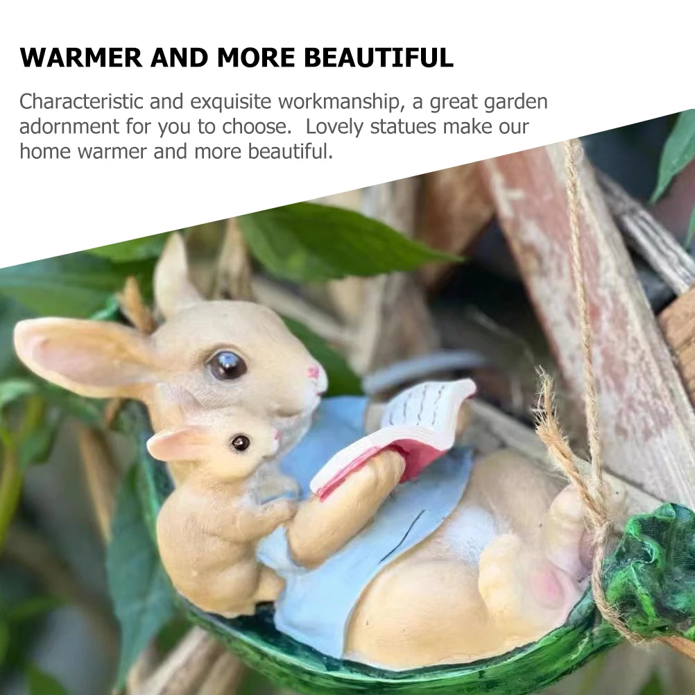 

Resin Swing Rabbit Garden Statue Decoration Outdoor naments L Hanging Bunny Crafts Tree Creative Lovely Resin Craft