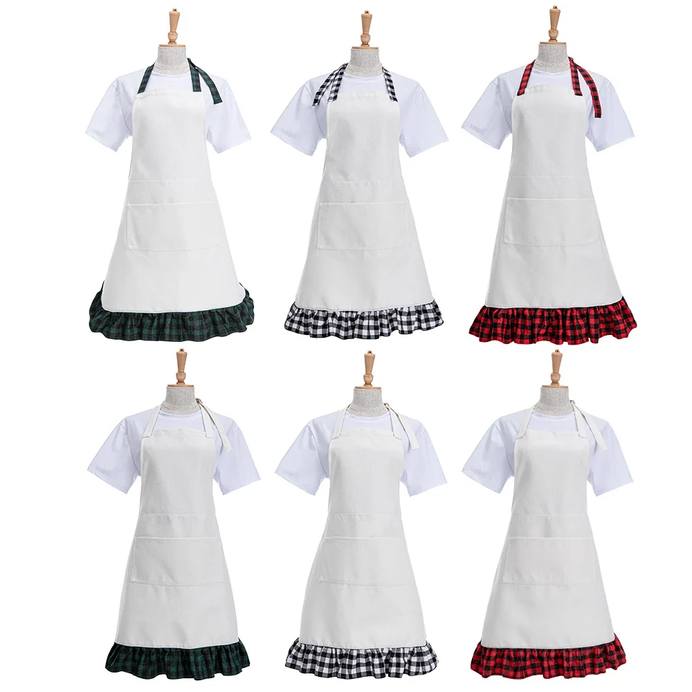 Sublimation Blank Print Kitchen Apron With one Pocket Kids Men Women Chef Cooking Aprons Waist Bib Cleaning Pinafores