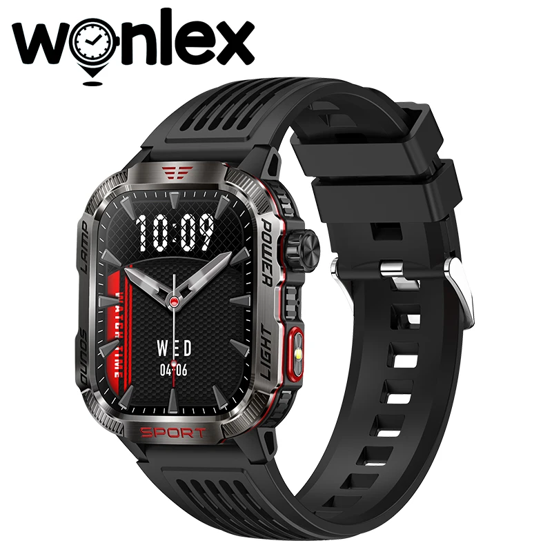 wonlex LED Flashlight men Smart Watch 2.01 Inch 600mAh Money Detection Lamp Compass Altitude Outdoor sports SmartWatch HT29