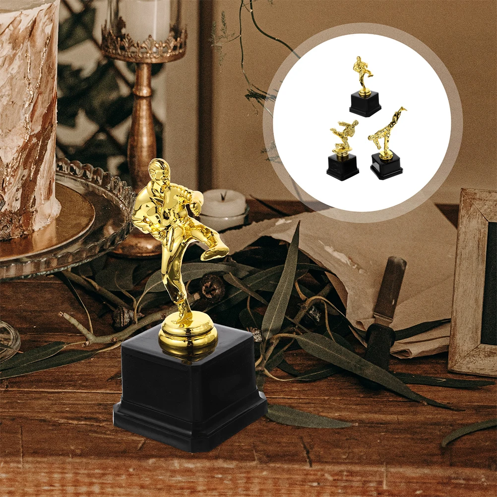 

3pcs Gold Award Trophy Cups Plastic Small Sports Trophy For Football Soccer Party Competitions Decor Favor Sport Team Award