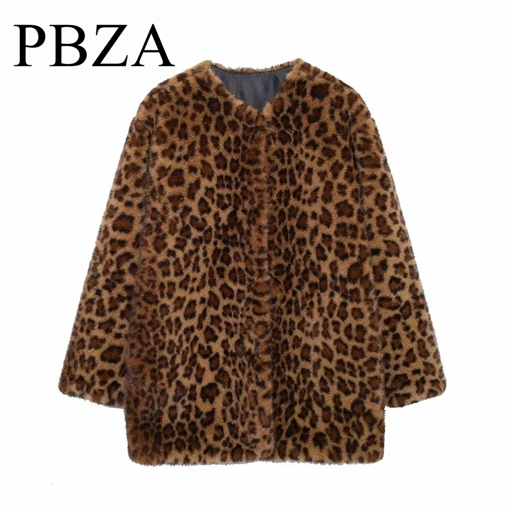 

2024 autumn and winter new product temperament women's clothing animal pattern printing artificial fur effect coat jacket