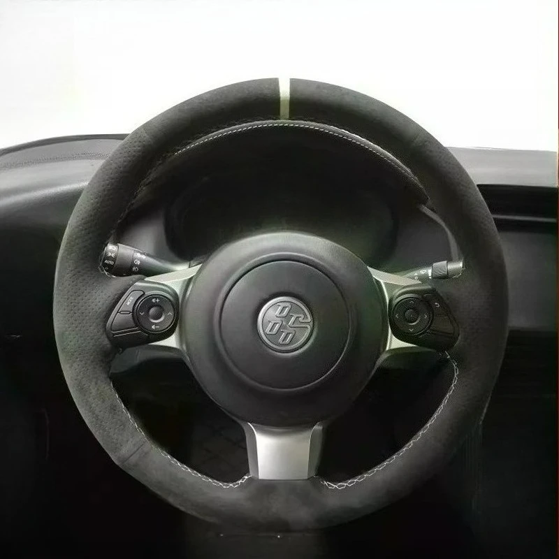 

Чехол на руль автомобиля из износостойкой черной замши ручной работы для Toyota 86 (GT86) Subaru BRZ 2016-2020