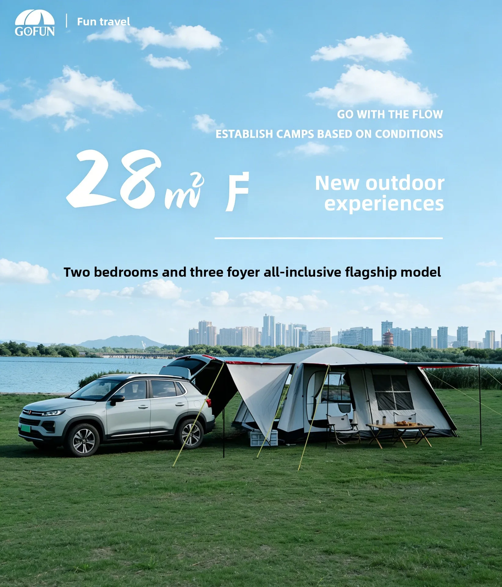 Automatically Build Tent Thickened Oxford Breathable Rainproof Tent Car Rear Extension Tent with Aluminum Alloy Support Car Tent