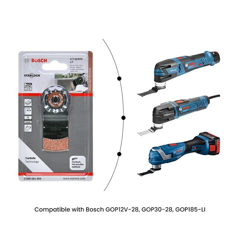 Bosch Starlock Carbide Grout Abrasive Blade 30mm Cut Depth, for Concrete Mortar Tile Adhesive, Fits GOP Series Multi Tool