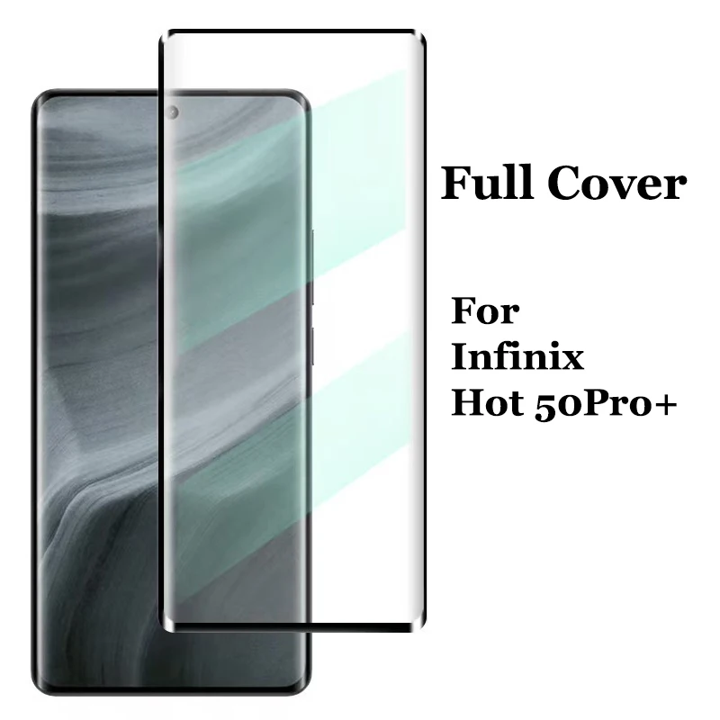 Full Coverage Tempered Glass Screen Protector for infinix Hot 50 Pro Plus,3D Curved HD Anti-Scratch Screen Protector Hot50Pro+