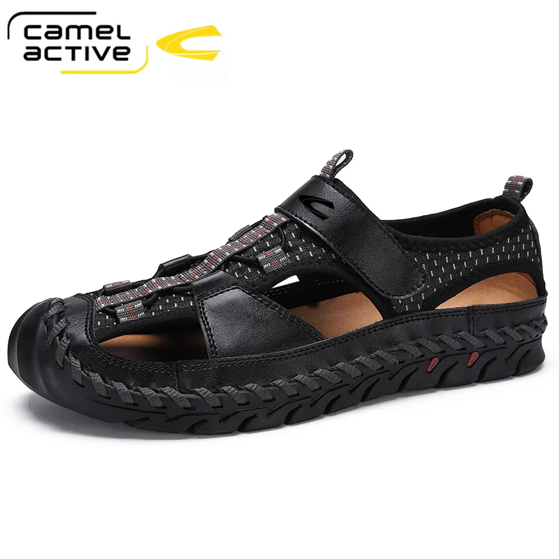 Camel Active New Men\'s Shoes Genuine Leather Sandals Men Natural Cowhide Leather Casual Shoes Beach Outdoor Non-slip Shoes