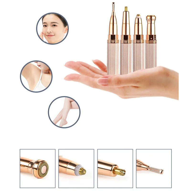 Épilateur électrique Portable 4 en 1 pour femmes, chargeur USB, épilateur, Bikini, rasoir indolore pour femmes, corps, visage, rasoir de sourcils