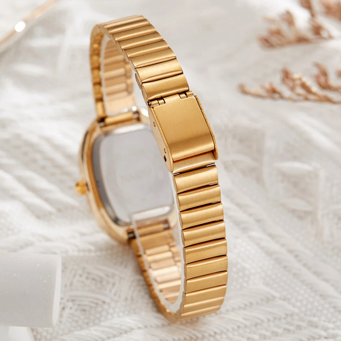 Goud Sliver Horloge Vrouwen Quartz Polshorloge Eenvoudige Minimalistische Vierkante Wijzerplaat Vrouw Witte Wijzerplaat Klok Meisje Student Mode Jurk Reloj