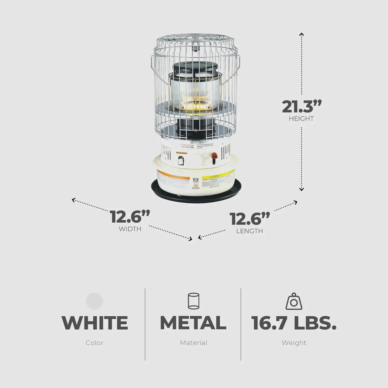 Kerosene Convection Wick Heater with Radiant and Convective Heat, Lightweight Portable Compact Design, Sure Seat Chimney System