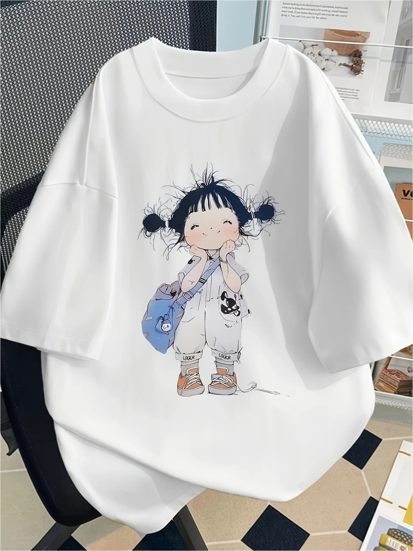 1pc Breathable Loose T-shirt, White Soft Round-neck T-shirt, Suitable for Mother's Day, Father's Day, Easter, Valentine's Day Anniversary, Valentine's Day Gifts, Suitable for Both Men and Women to Wear