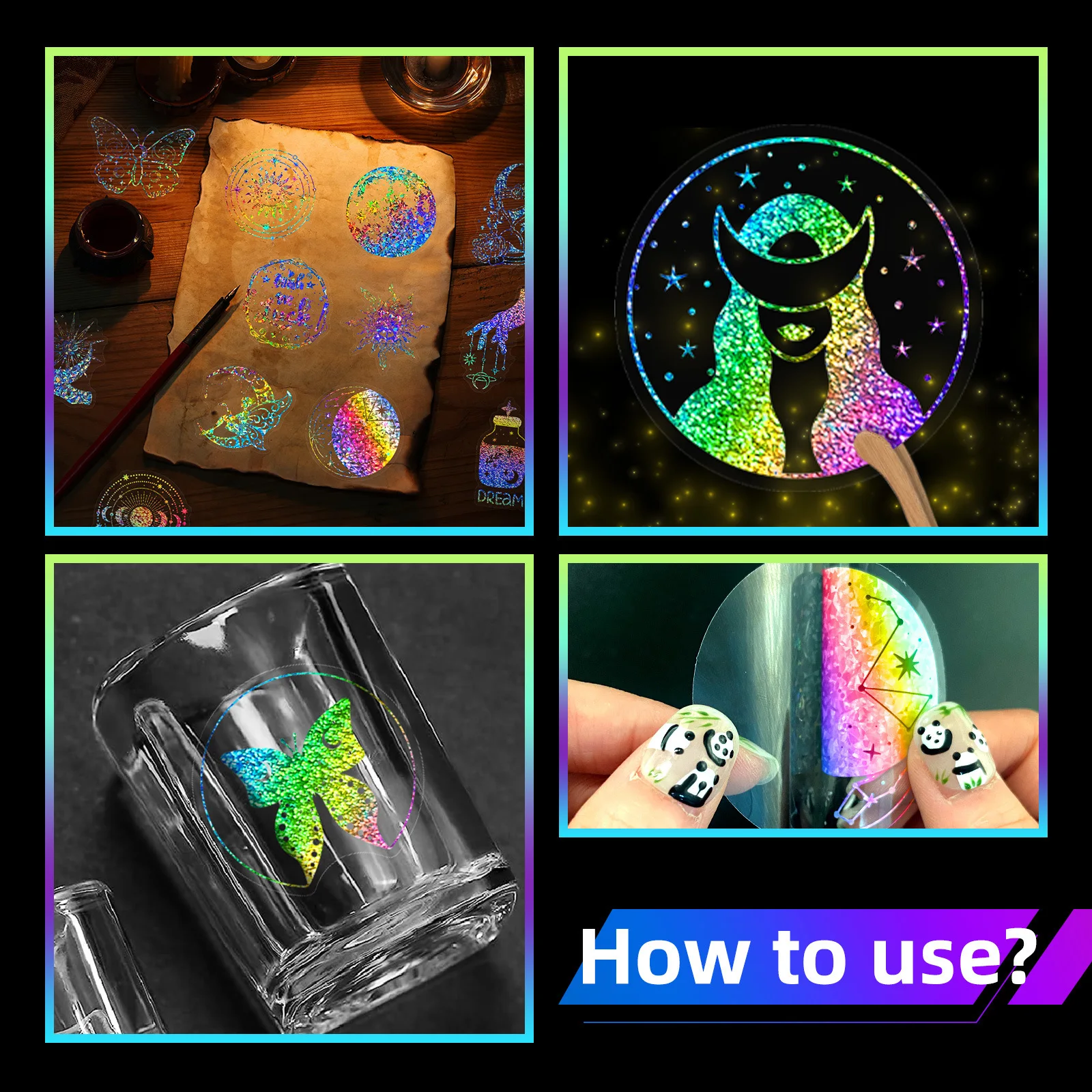 100 PCS 다채로운 레이저 매직 애완 동물 스티커 DIY 기타 Scrapbooking 가방 물병 전화 노트북 스케이트 보드에 대 한 미적