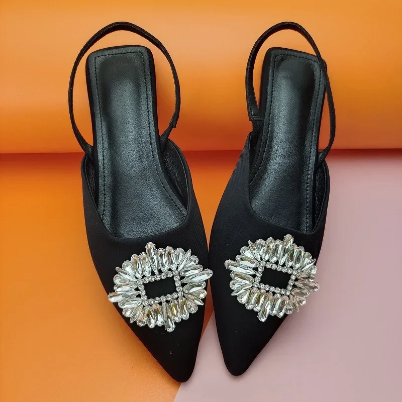 

Summer 2025 Women Sandals Fashion Crystal Flats Shoes Woman Mules Slip-On Zapatos De Mujer Casual High Quality Lady Shoes Women