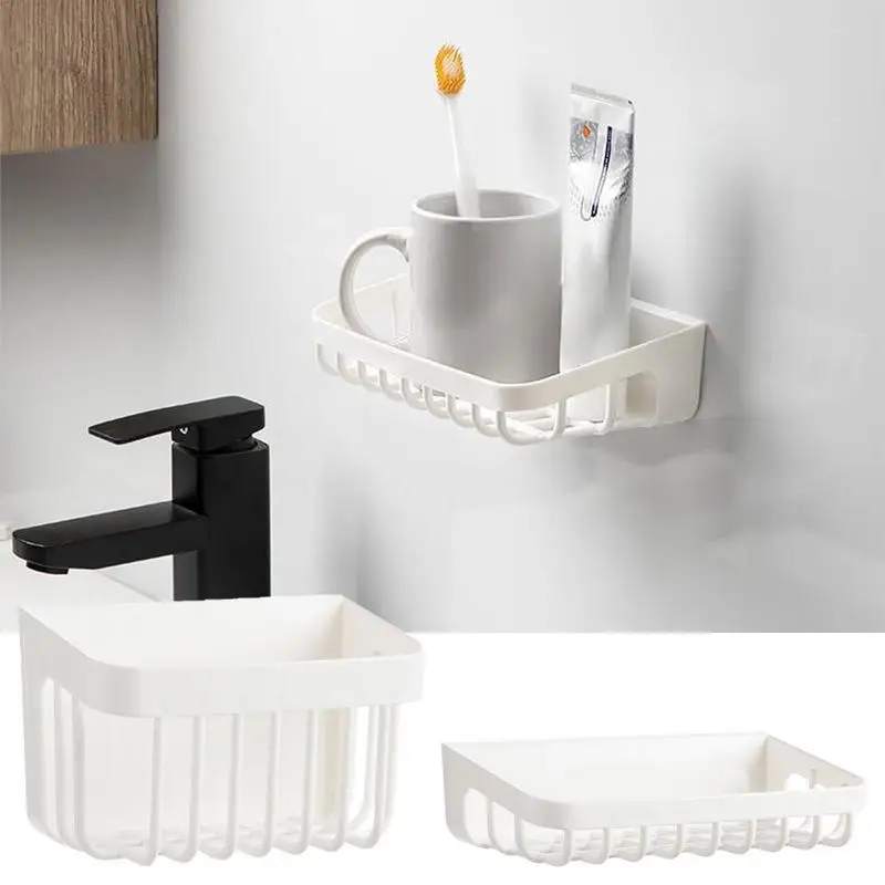 Bathroom Shelf Organizer Waterproof Wall Mounted Storage Basket Self Adhesive Rustproof Shampoo Rack Household Organizer