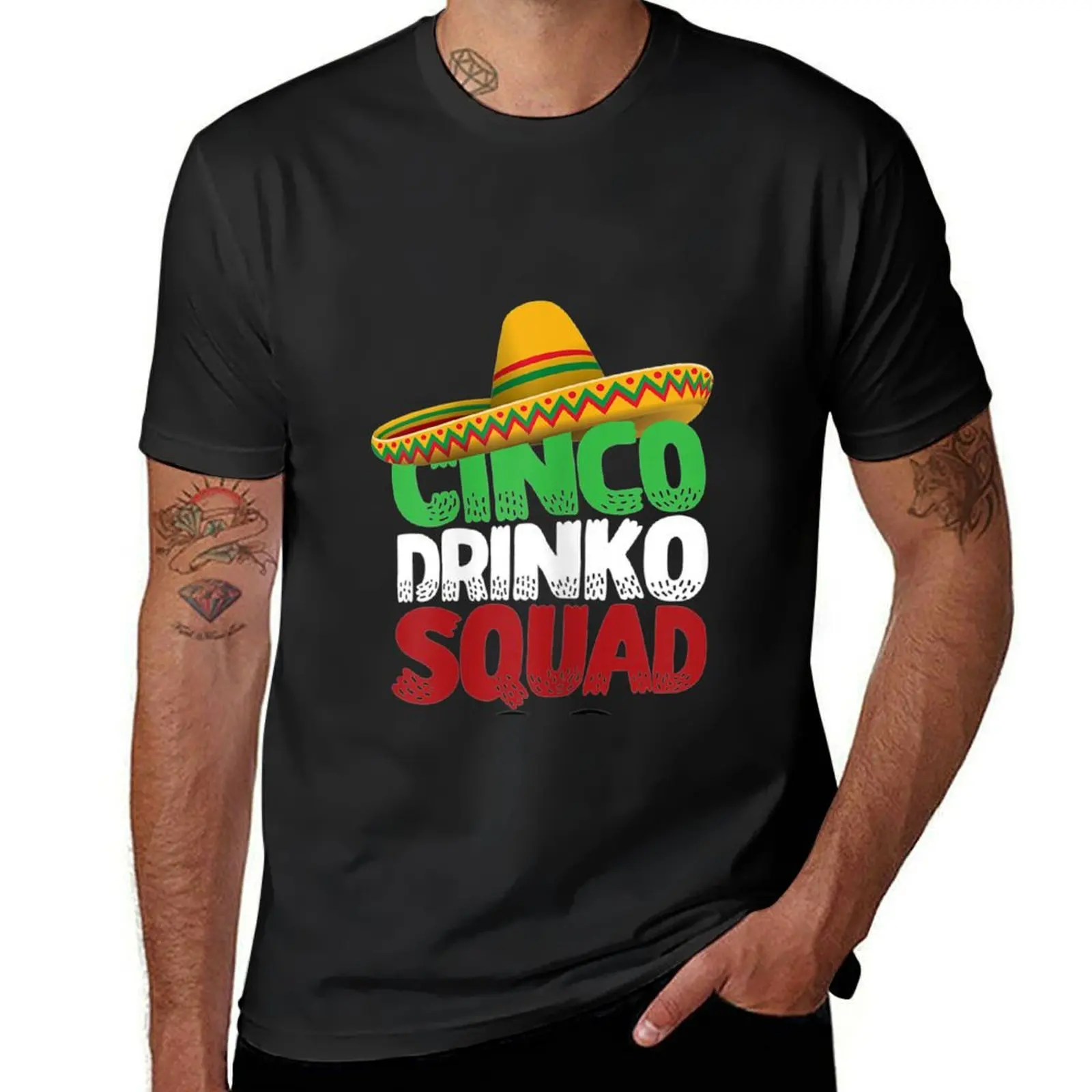 Cinco Drinko Squad Party Mexican T-Shirt heavyweights plus sizes t shirts for men