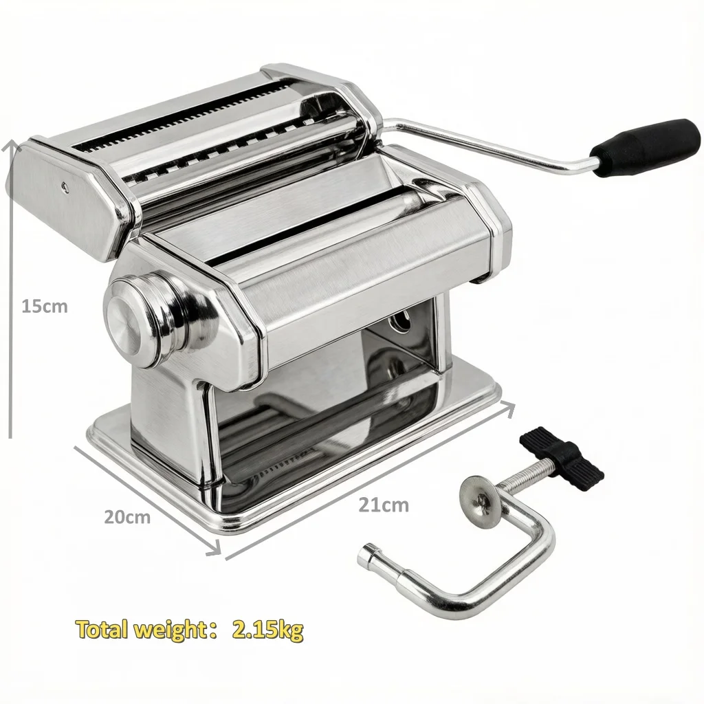 

Good Quality Stainless Steel Eco-Friendly Electric Dough Roller Machine & Manual Noodle Maker with Hand Press for Kitchen