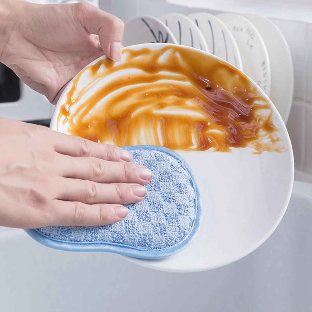 

4pcs Kitchen Cleaning Sponge Double Sided Dishwashing Pad Strong Decontamination Sponge Scrubber Durable Cleaning Tool For