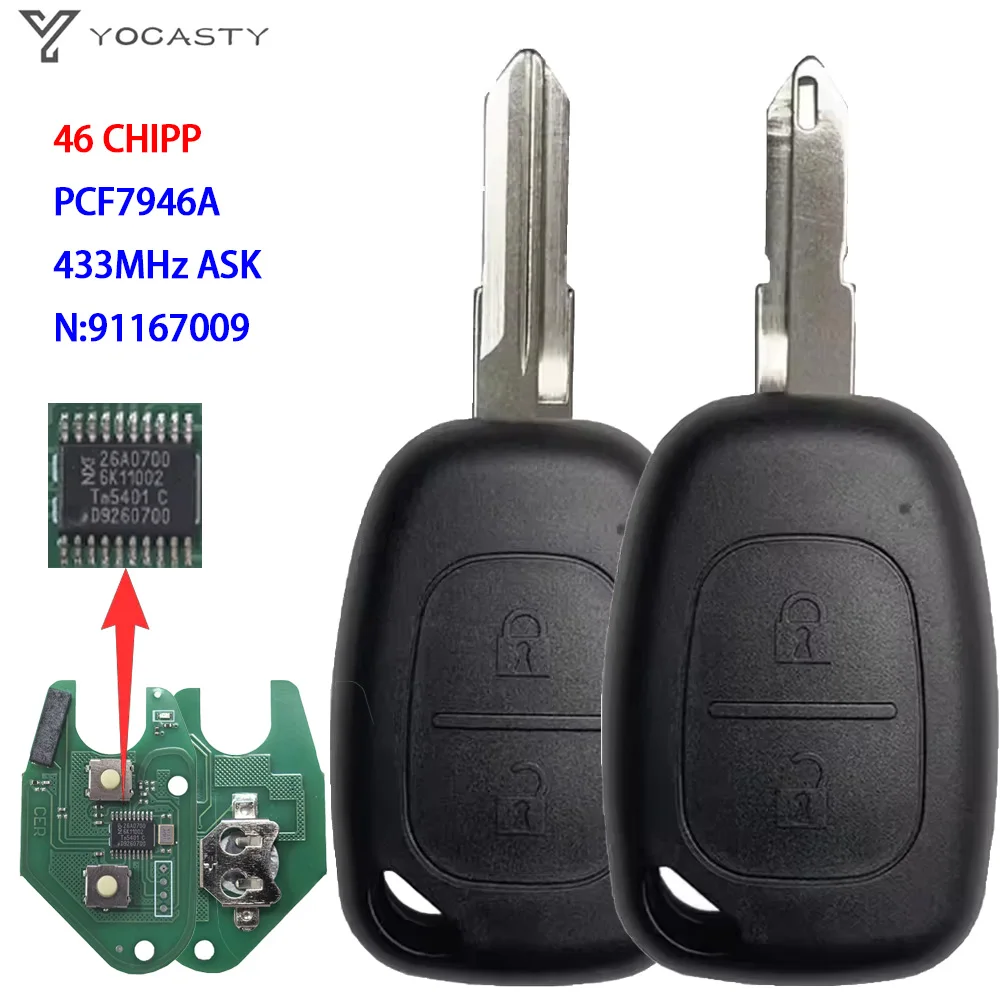 YOCASTY P/N: 91167009 PCF7946A NE73 Remote Car Key For Renault Master Traffic Kangoo Interstar Primastar Vauxhall Vivaro