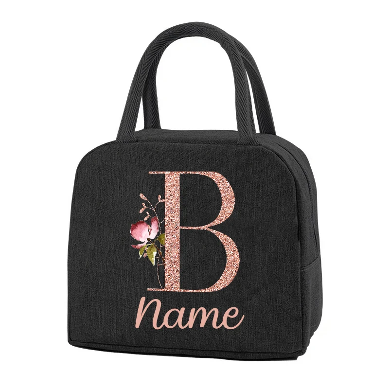 Personalised Custom Name Portable Lunch Bags Thermal Insulated Bento Cooler Bag Picnic Food Pouch Gifts for Women Kids