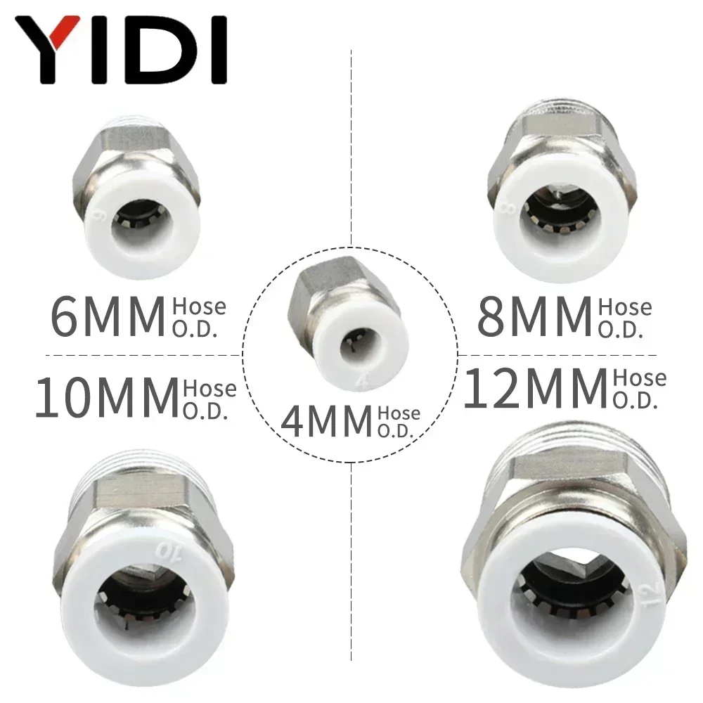 10/5 Stuks R 1/2 1/4 1/8 3/8 Pneumatische Luchtfitting Verbindingsbuis Snelkoppelingen Slang Connectoren 4 8 4Mm 6Mm 8Mm 10Mm 12Mm