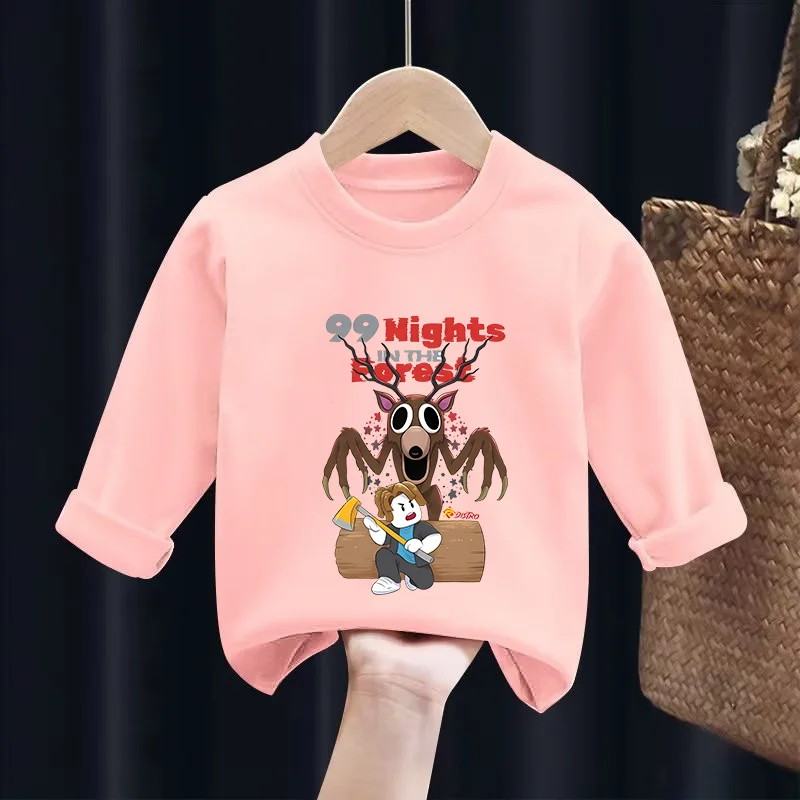 لعبة 99 ليالًا في الغابة بأكمام طويلة للربيع والخريف تي شيرت للأطفال برقبة دائرية ملابس للأولاد ملابس علوية كرتونية لطيفة #5