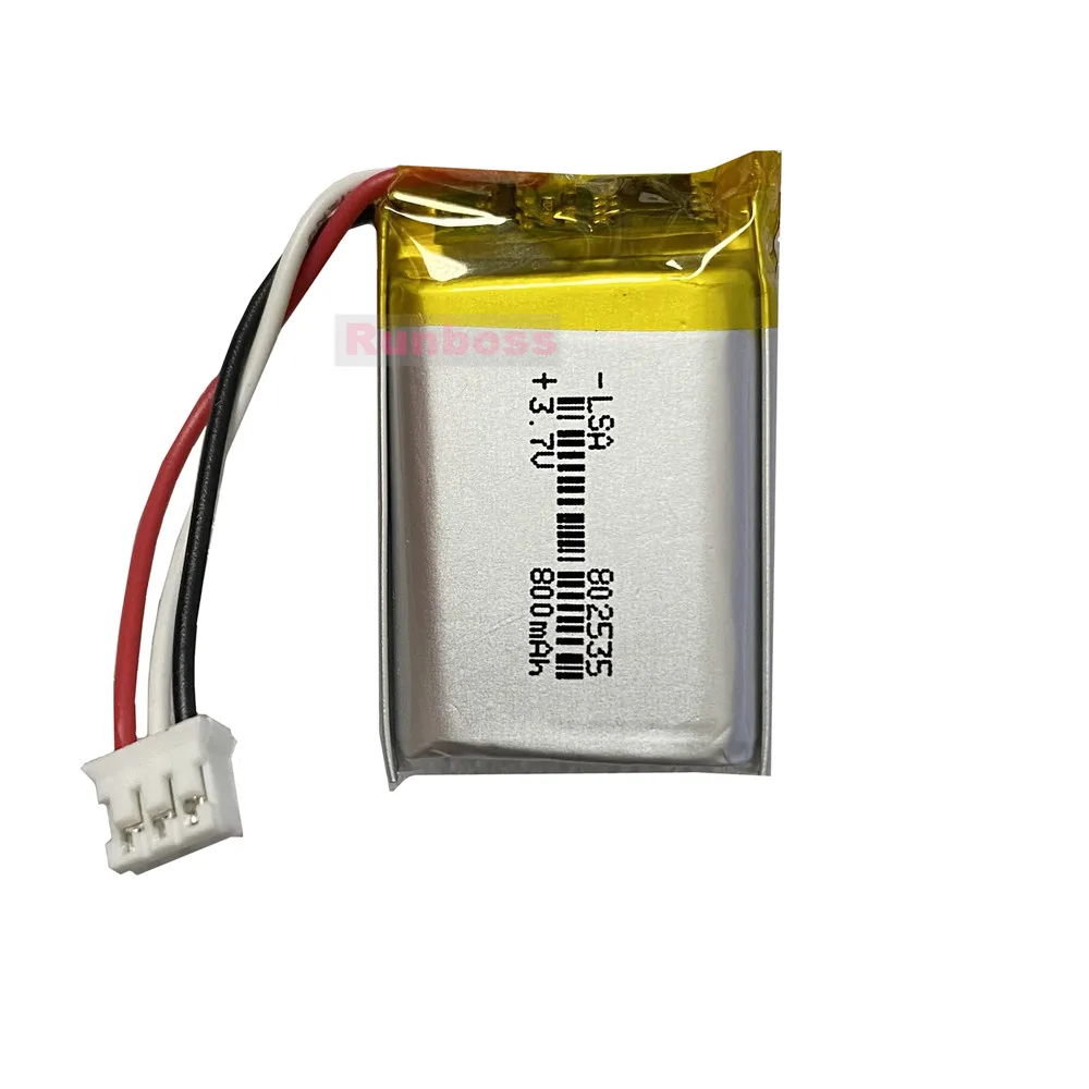 

1-10PCS 3.7V 800mAh 802535 JST PH2.0 3P Plug Li-Polymer Battery For MP3 MP4 GPS DVD Bluetooth Recorder E-book Camera Smart Watch
