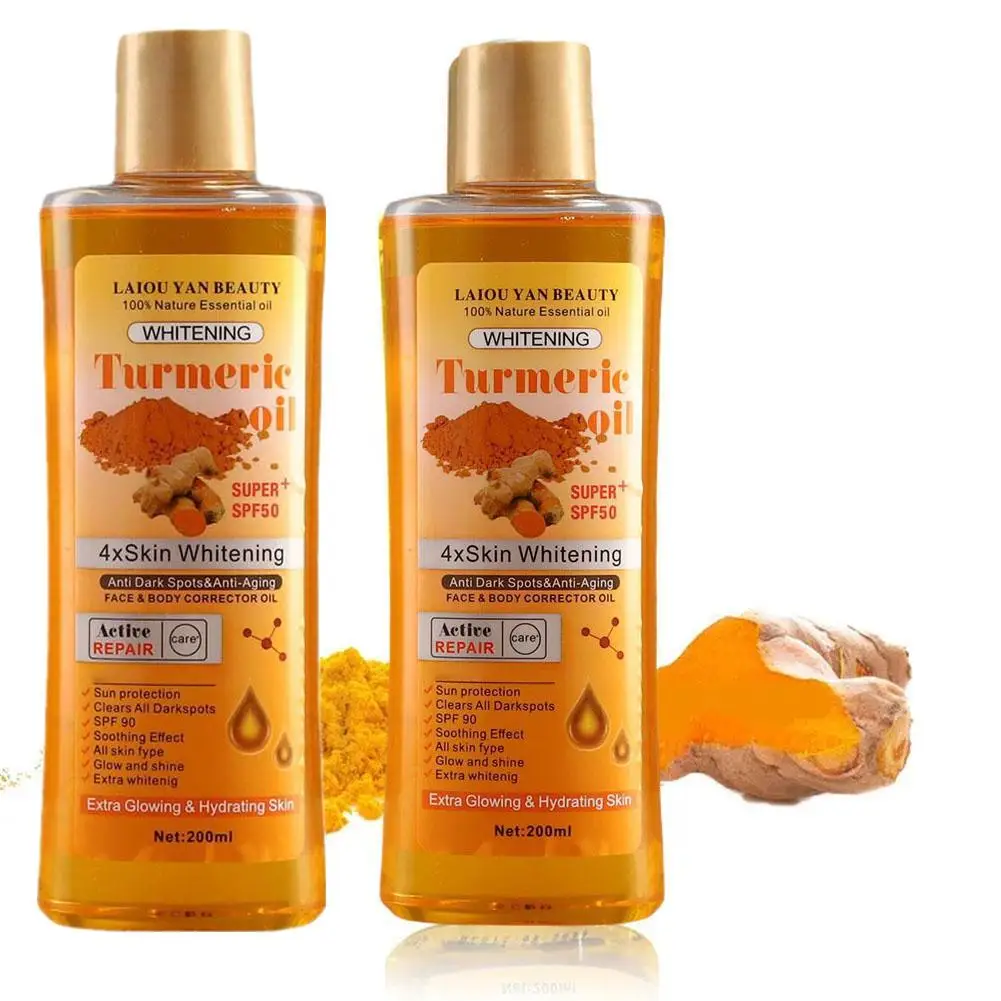 200ml Turmeric Essential Oil For Face & Body Anti Dark Spots Anti Aging 100% Natural Oil Skin Whitening And Hydrating Serum