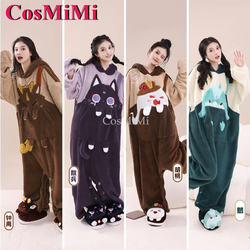 

CosMiMi Game Genshin Impact Zhongli/Xiao/Hu Tao/Scaramouche Cosplay Costume Animal Party Series Lovely Pajamas Plush Nightgow