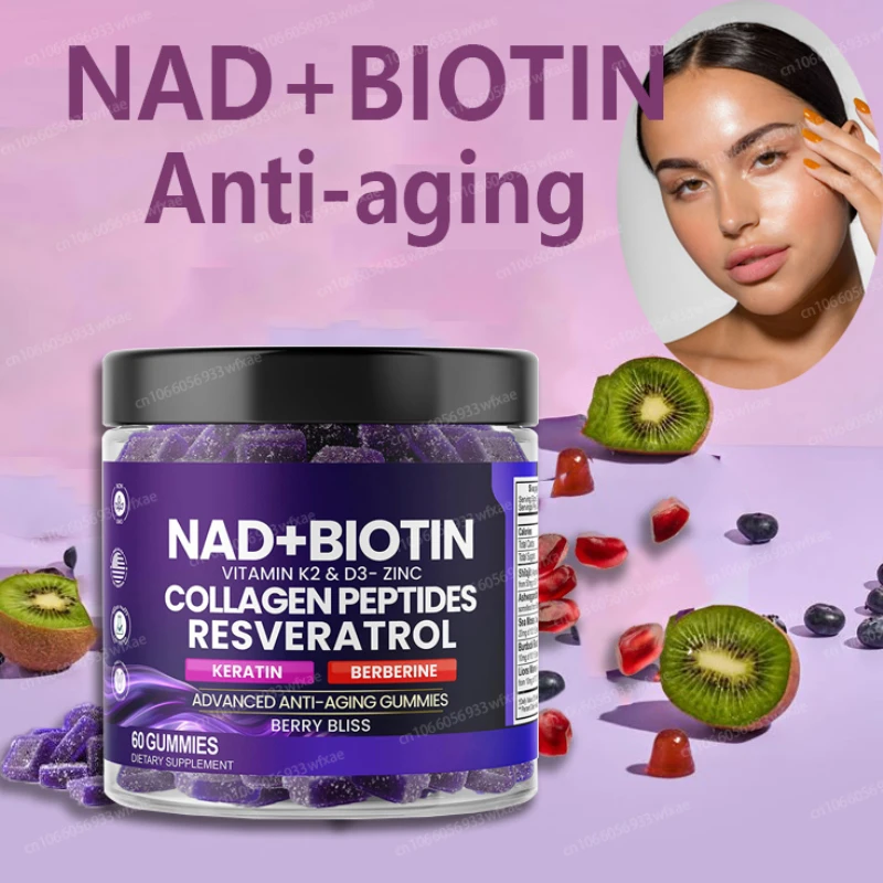 

NAD+ Биотинные жевательные конфеты с витаминами Resveratrol D3+K2 для роста волос помогают восстановить мышцы суставов укрепление кожи и уход за ногтями