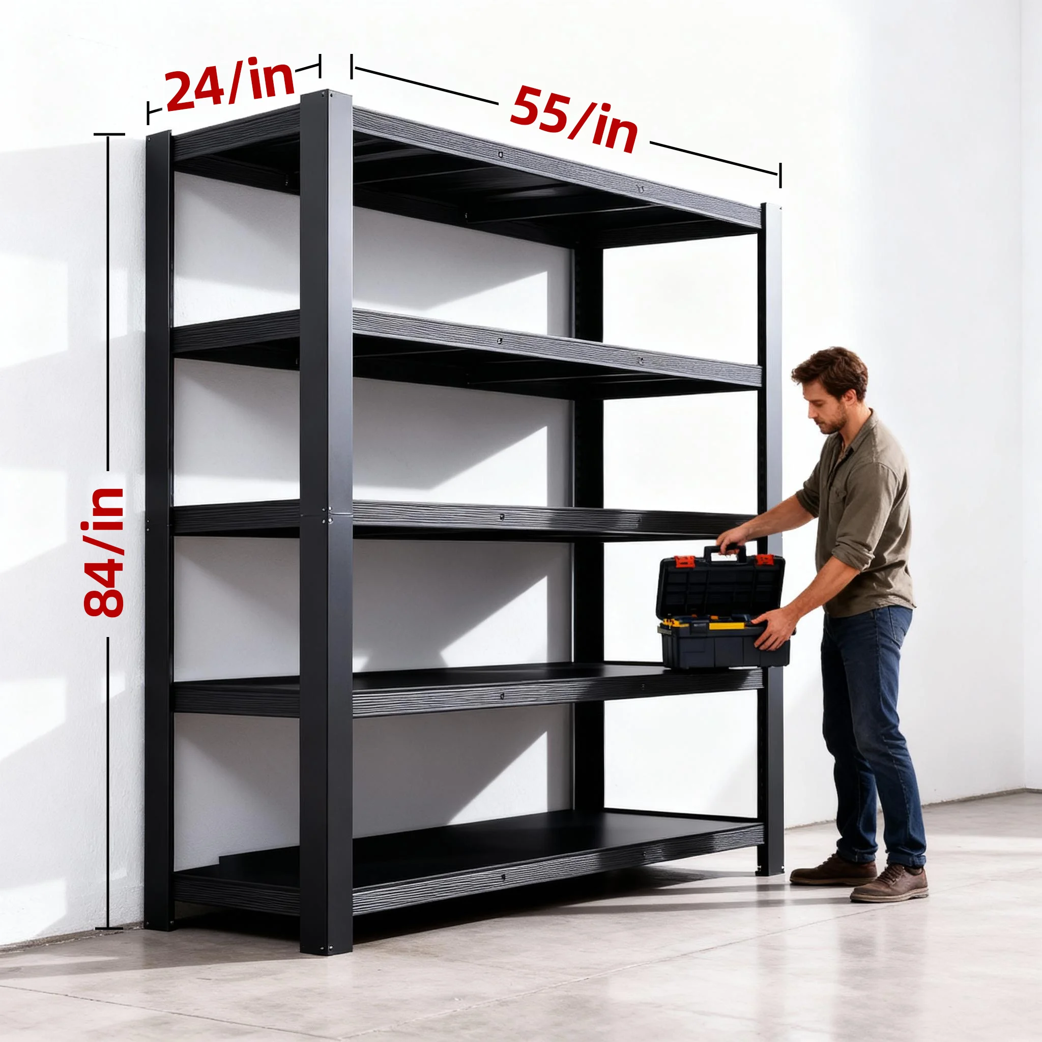 84 Inch Heavy-duty Metal Storage Rack, With A Load-bearing Capacity Of 2000 Pounds Per Layer, Adjustable Height, Easy Assembly