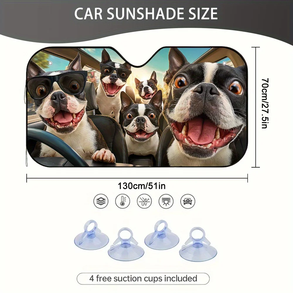 

Один забавный автомобильный солнцезащитный козырек с Бостон-террьерами, с отличительным дизайном, которые приносит личным прикосновением к вашему автомобиле.