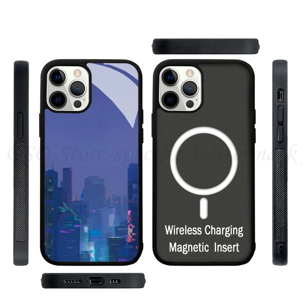 Неоновый Фиолетовый чехол для телефона с изображением Нью-Йорка в темное время суток, Сильный магнитный чехол для IPhone 15 14 13 Pro Max 11 12 Mini Alex Mirror