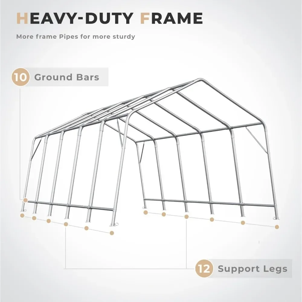 13 x 20 FT Heavy Duty Carport, Portable Garage with All-Steel Metal Frame & Vents, Anti-Snow Car Canopy Storage Shelter shed