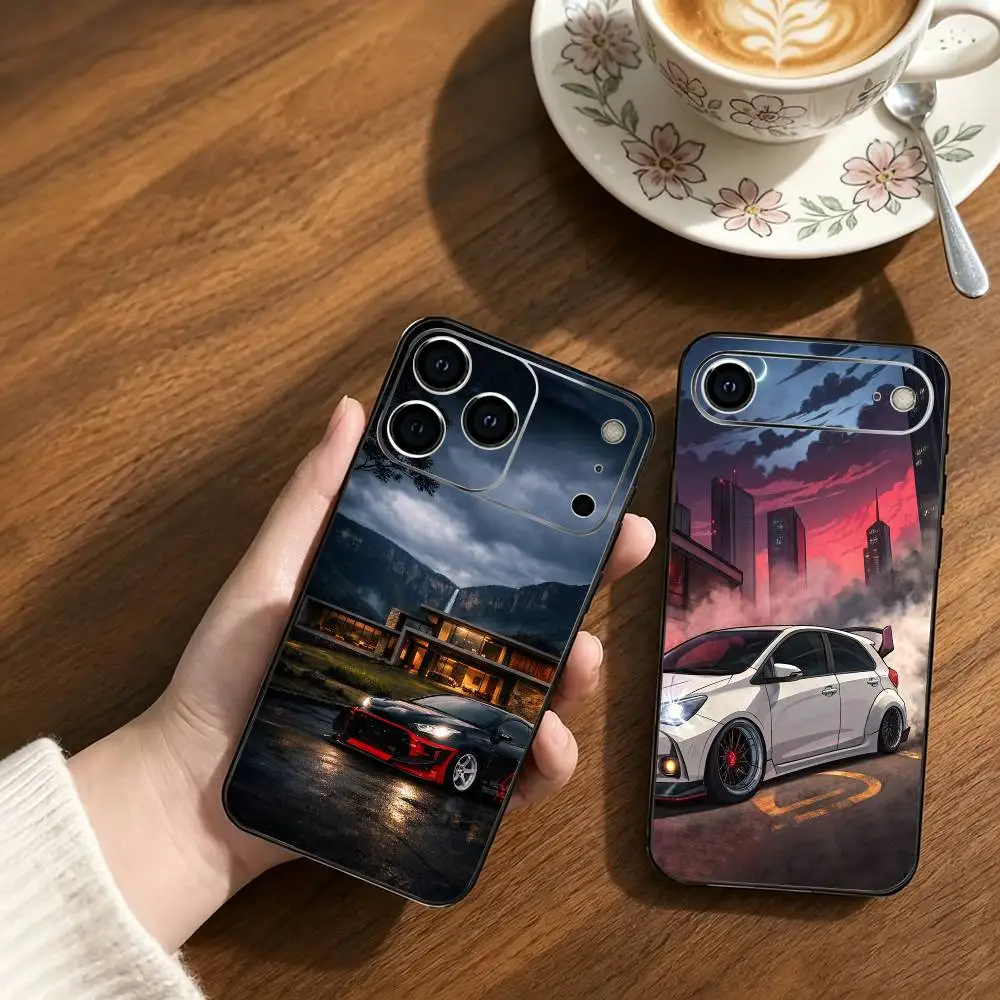 

CAR P-Pocket Rocket GR Yaris Phone Case For iPhone 11 12 13 14 15 16 17Pro,MAX Soft Black Shockproof Cover