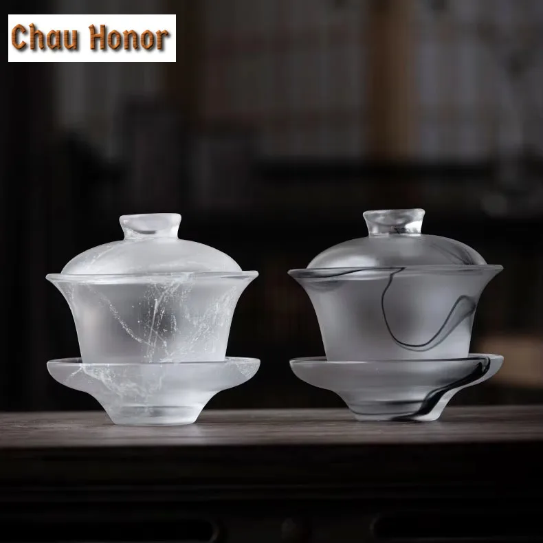 

High-end Heat Resistant Glass Ceramic Sancai GaiWan Chinese Kungfu Teaset Master Cup Household Tea Ceremony Drinkware Customized