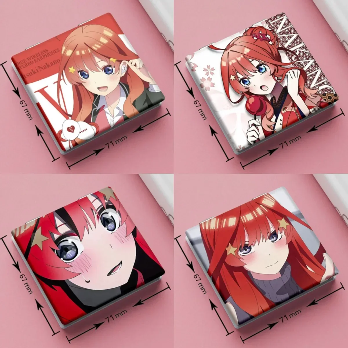 7 × 6 センチメートル五等分の花嫁折りたたみ両面化粧鏡ポータブル旅行アニメかわいい女の子拡大鏡