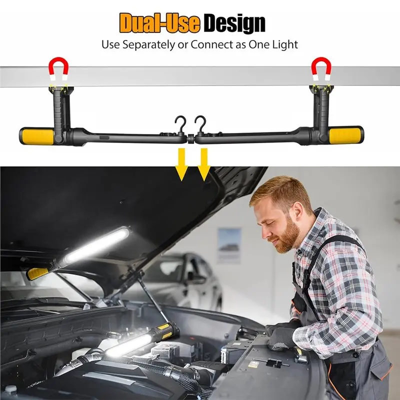 【ADORN】Magnetic, Underhood Work Light With Hooks- 2400LM LED, 4400Mah Rechargeable For Mechanic Use