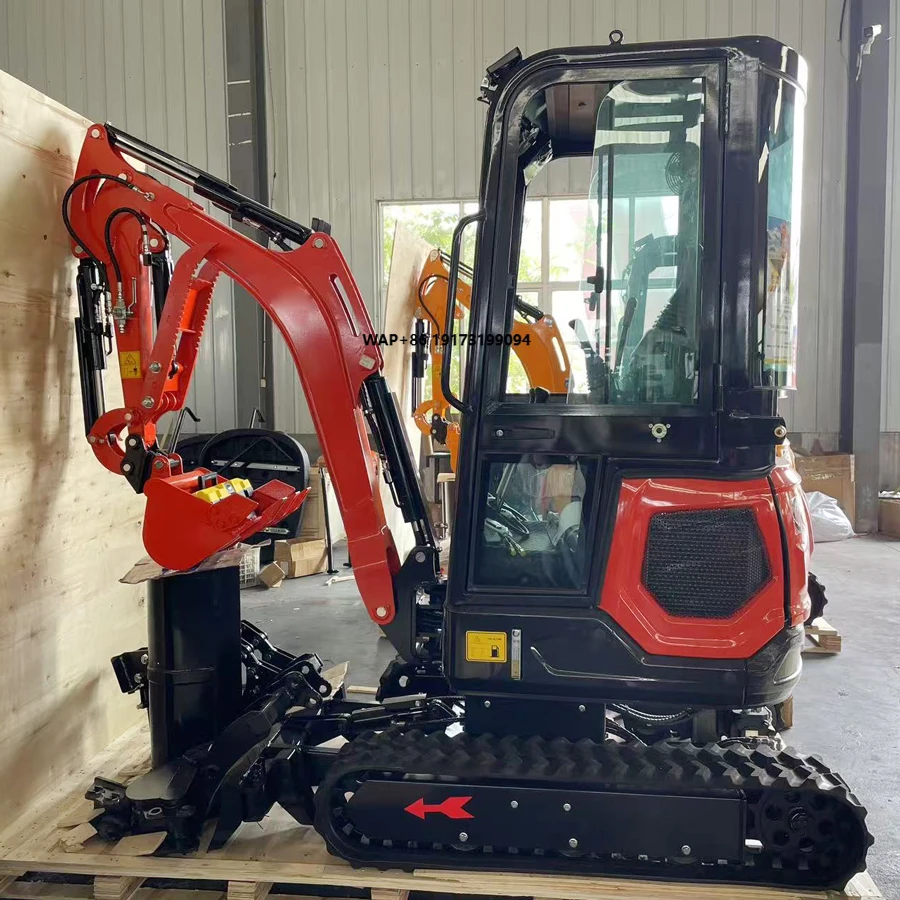 Mini Excavator 1.8 Ton Agriculture Farm Mini Digger Machine Rubber Crawler Garden Digging Mini Digger Excavator