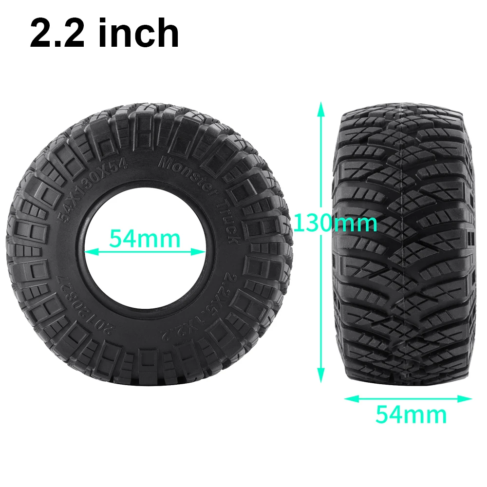 MIBIDAO 4Pcs 1.9/2.2 inch Rubber Tires 122/130mm Wheel Tyres For 1/10 Axial SCX10 90046 AXI03007 TRX4 TRX6 Wraith RC Crawler Car