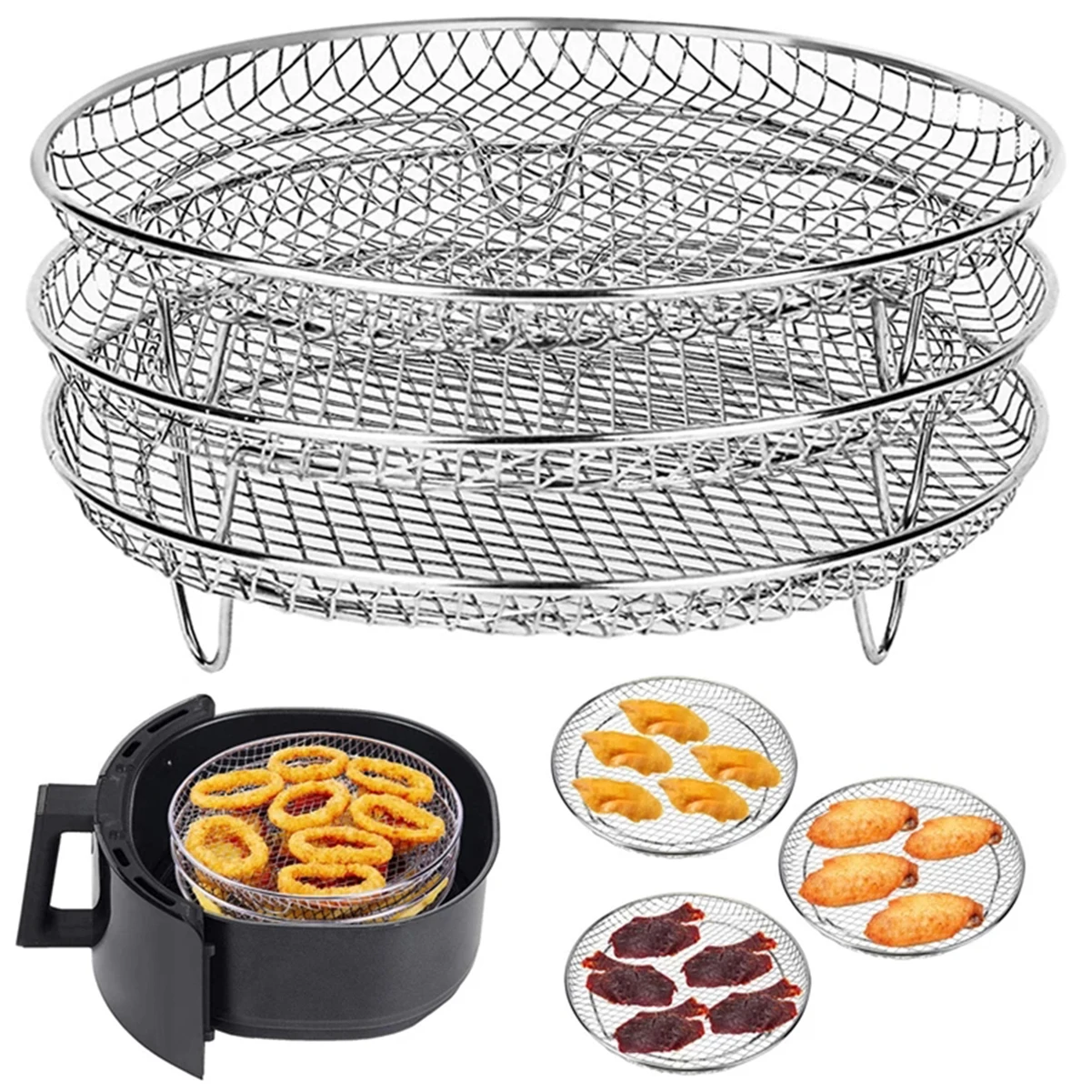 Air Fryer Backständer Metall Ofen Grill Racks Airfryer Zubehör für Cosori/Instant Vortex/Ninja/Philips Kochwerkzeugkorb