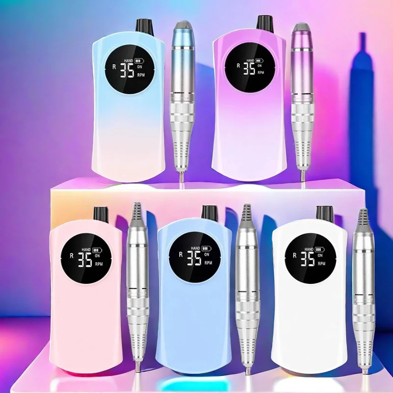 DDQ-taladro de uñas portátil rosa, la mejor máquina profesional de taladro de uñas eléctrico recargable sin núcleo de 35000RPM