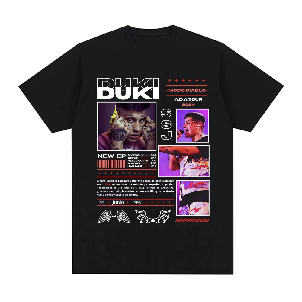 

Rapper Duki T-shirt 2025 ADA Tour Merch Short Sleeve T-Shirts Men's Women Clothing Cotton Casual Oversized T-shirts Streetwear