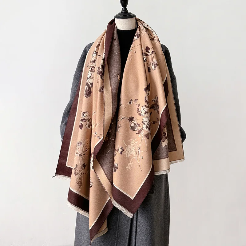 2024 Latest Design Winter Two-Sided Jacquard Cashmere Scarves High Quality Women Thicken Wrap Shawl Ladies Wool Pashmina Scarf