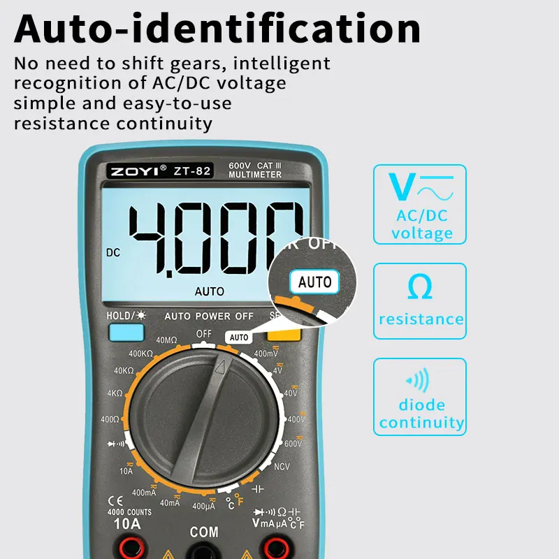 ZT-82 multimetr cyfrowy o wysokiej precyzji wielofunkcyjny automatyczny wyświetlacz cyfrowy inteligentny multimetr do konserwacji